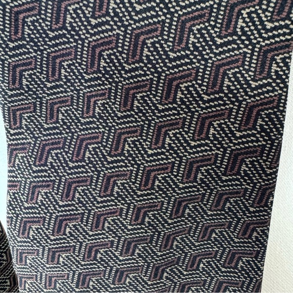 Vintage Silk Karl Lagerfeld Men’s Tie Black Brown Geometric Pattern - Picture 3 of 6